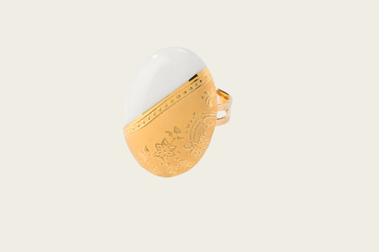 Ilse Collectie goud ovaal porseleinen ring