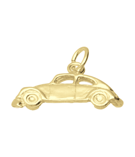 Zilveren Auto Kever zijzicht ketting hanger 14 karaat goud verguld