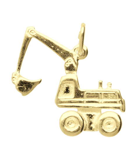 Gold Dragline Excavator Necklace Pendant