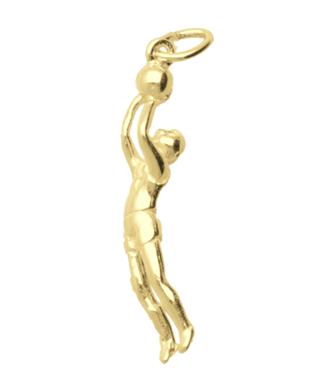 Gold Basketball Player Necklace Pendant