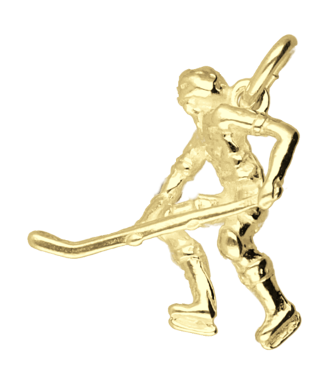 Gouden IJshockeyspeler ketting hanger