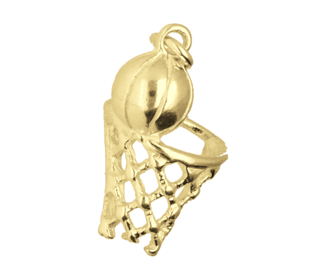 Golden Basketball with Net Necklace Pendant