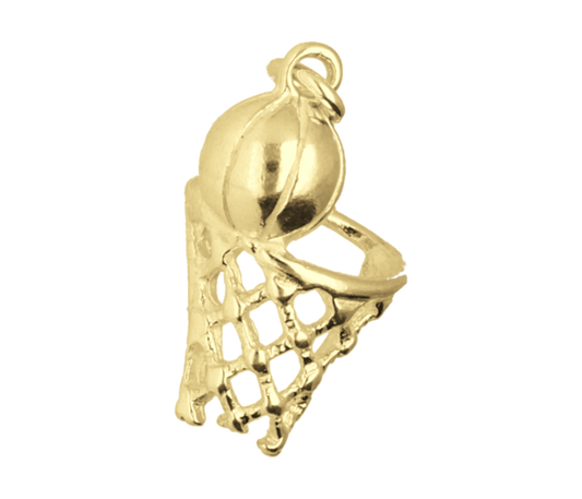 Gouden Basketbal met net ketting hanger