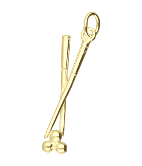 Gouden Biljartstokken met bal ketting hanger