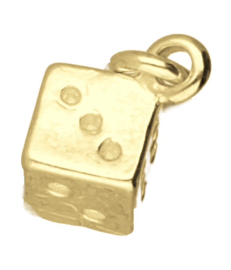Gouden Dobbelsteen klein ketting hanger