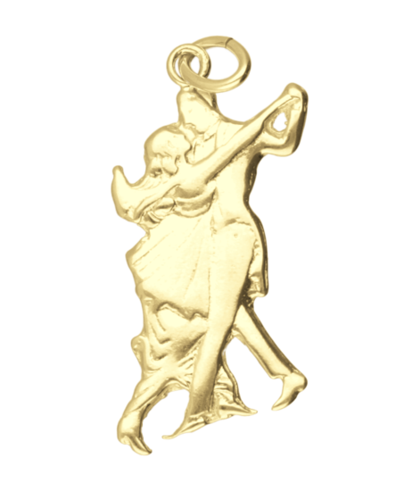 Golden Dancing Couple 60s Necklace Pendant