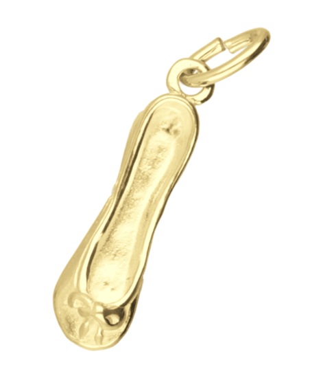 Gouden Balletschoen smal ketting hanger