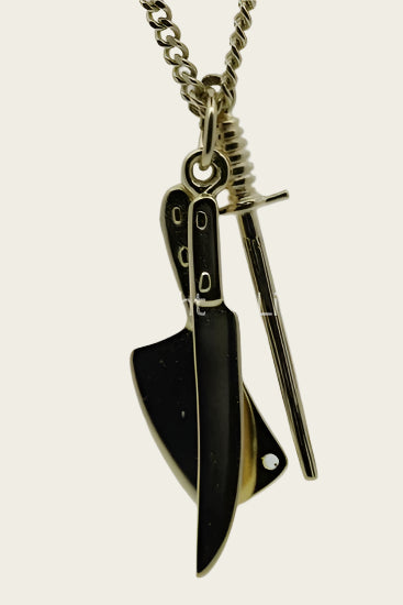 Gouden Slager messenset ketting hanger