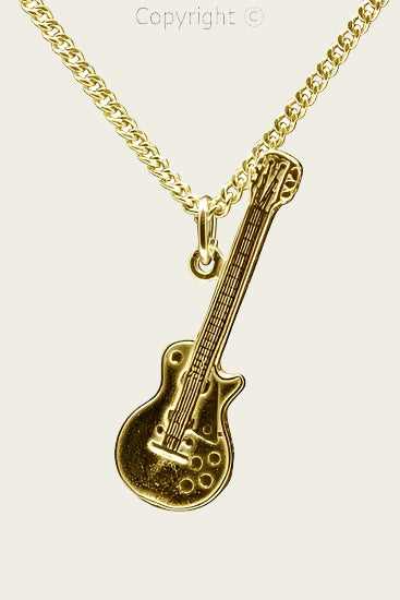 Gold Gibson Electric Guitar Necklace Pendant