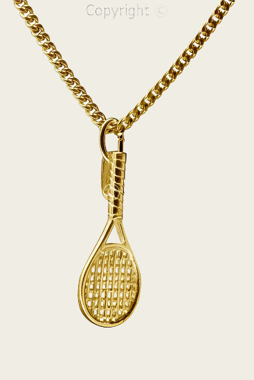 Gouden Tennisracket ketting hanger
