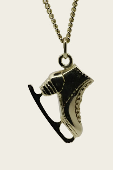 Golden Figure Skate Necklace Pendant