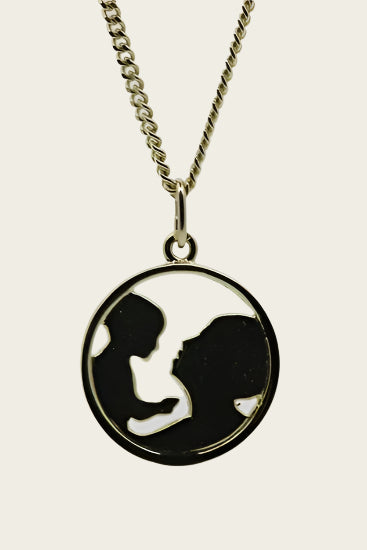 Gouden Moeder en kind ketting hanger