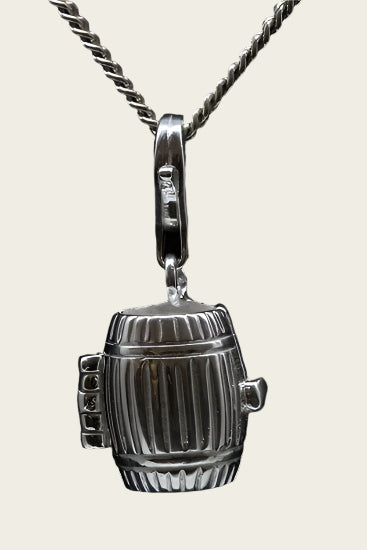 Silver Beer Barrel to open pendant and/or charm