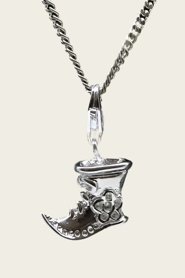Silver Boot with flower pendant and/or charm