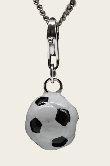 Zilveren Voetbal zwart/wit hanger en/of bedel