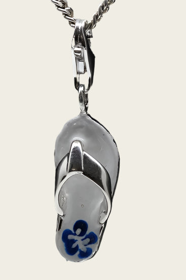 Zilveren Teenslipper witte zool 2 hanger en/of bedel
