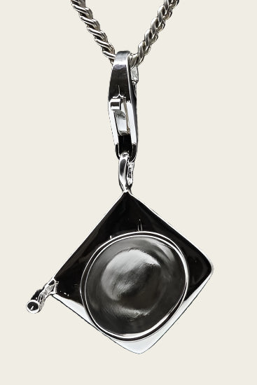 Zilveren Afstudeer - Diploma hoed hanger en/of bedel 1241885571