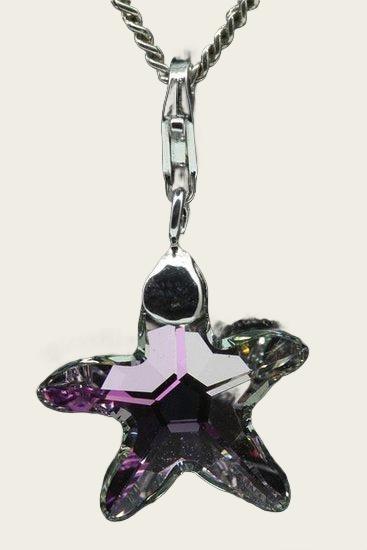 Zilveren Zeester swarovski kristal hanger en/of bedel