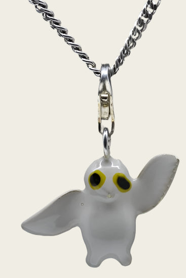 Zilveren Uil wit hanger en/of bedel