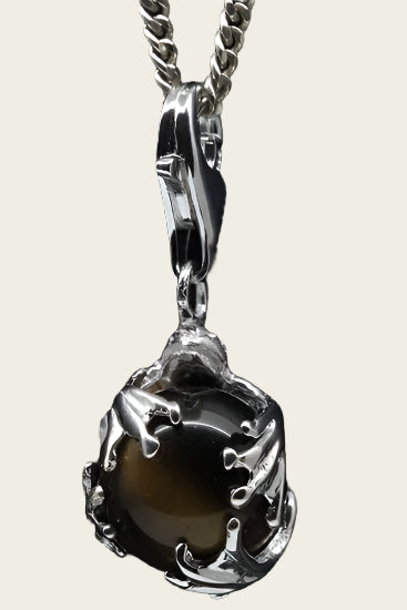Silver Frog on Tiger Eye Ball Pendant and/or Charm