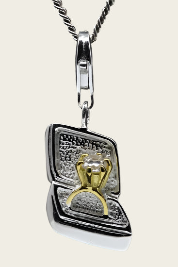 Silver Wedding Ring in Box Pendant and/or Charm