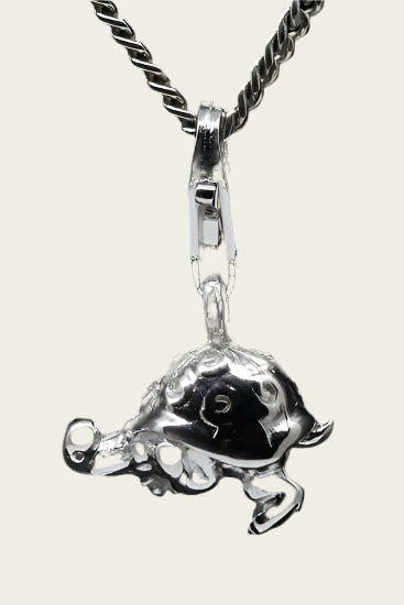 Zilveren Schildpad 3D hanger en/of bedel