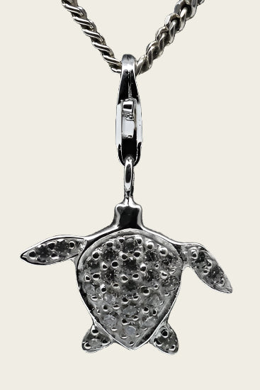 Zilveren Schildpad kristallen hanger en/of bedel