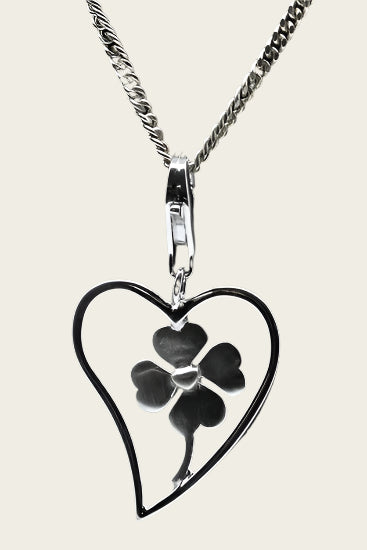 Silver Clover 4 in heart pendant and/or charm