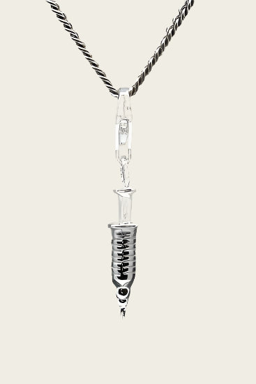 Silver Injection syringe pendant and/or charm