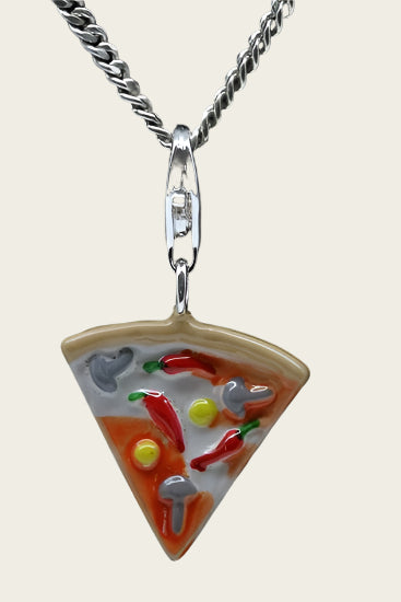 Zilveren Pizza punt slice hanger en/of bedel