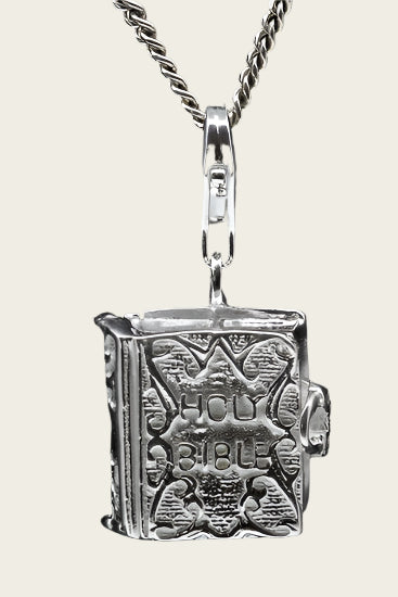 Silver Bible to open 2 pendant and/or charm