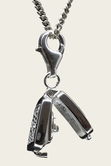 Zilveren Zakhorloge te openen hanger en/of bedel