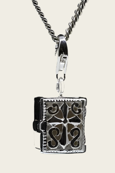 Silver Bible to open 3 pendant and/or charm
