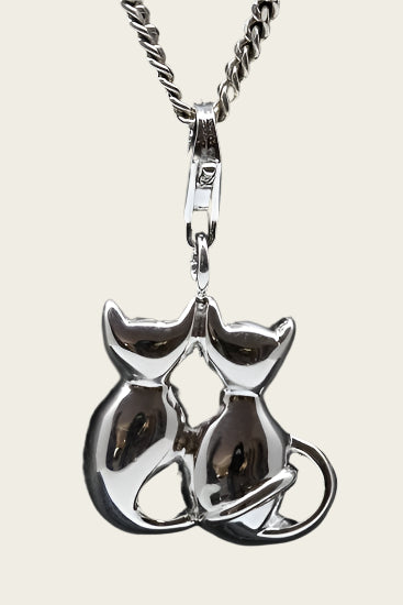 Zilveren Kattenpaar middel hanger en/of bedel