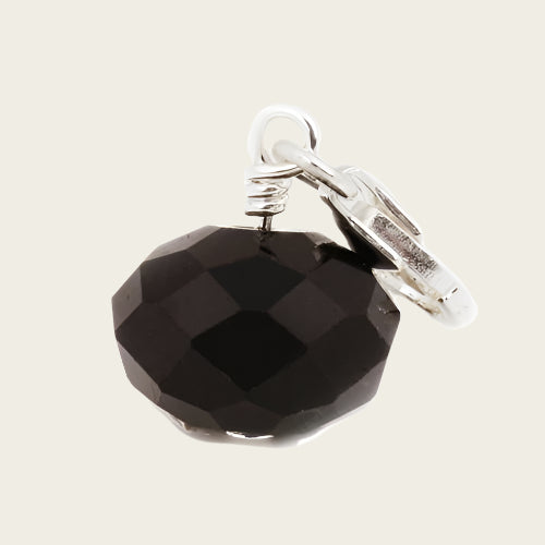 Silver Ball black crystal cut pendant and/or charm