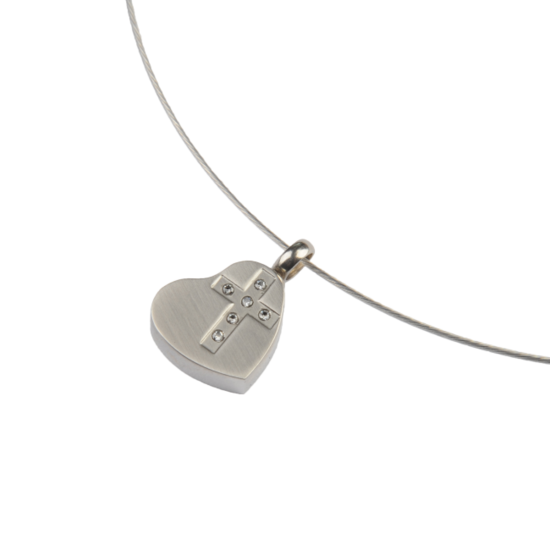 Stainless steel ash jewelry Heart and cross memorial pendant