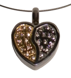Stainless steel ash jewelry Heart crystal heart gold/silver memorial pendant