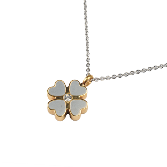 RVS assieraad Klaver 4 goud/zilver design herdenkings hanger