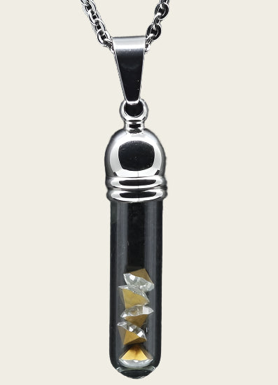 RVS As & Herdenking Glazen buis ketting hanger