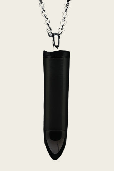 RVS As & Herdenking Kogel zwart ketting hanger