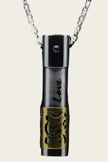 RVS As & Herdenking Koker only love ring goud ketting hanger - groot