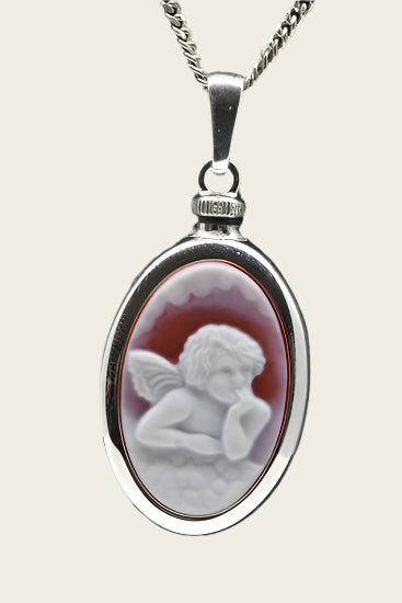 Silver Angel red large ash pendant