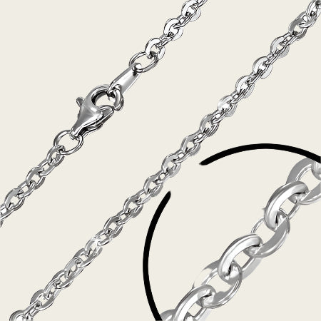 Zilveren ketting Anker 3. middel - dikte 2,4 mm - 45/50/60/70/80/90 cm