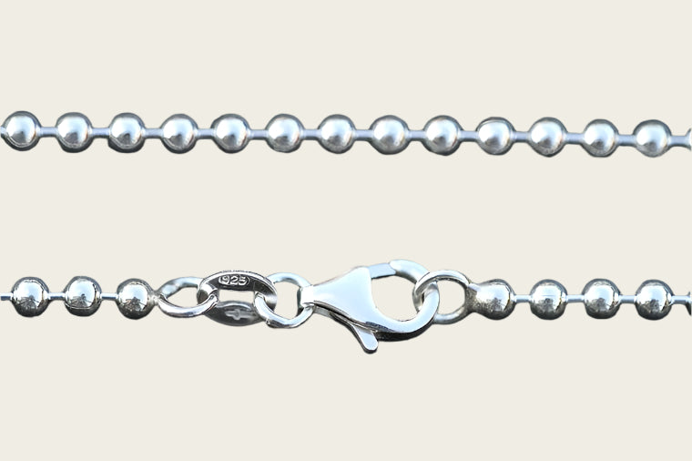 Zilveren ketting bolletjes - 4. Grof - dikte 3,0 mm - 45/70/80/90 cm
