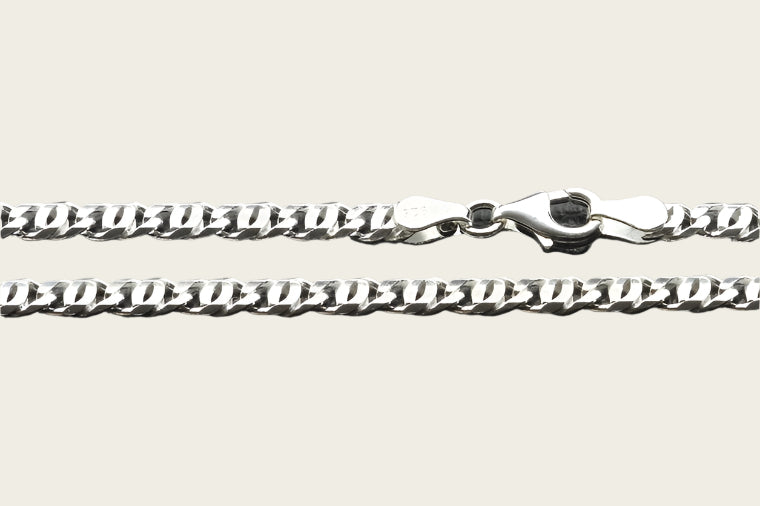 Silver Tiger Eye necklace 4. coarse - thickness 4.4 mm - 45 cm