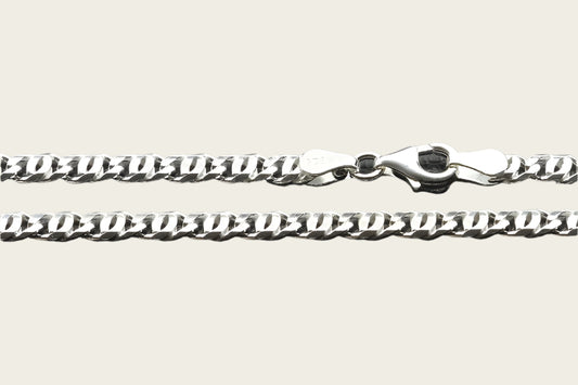Zilveren Tijgeroog ketting 4. grof - dikte 4,4 mm - 45 cm