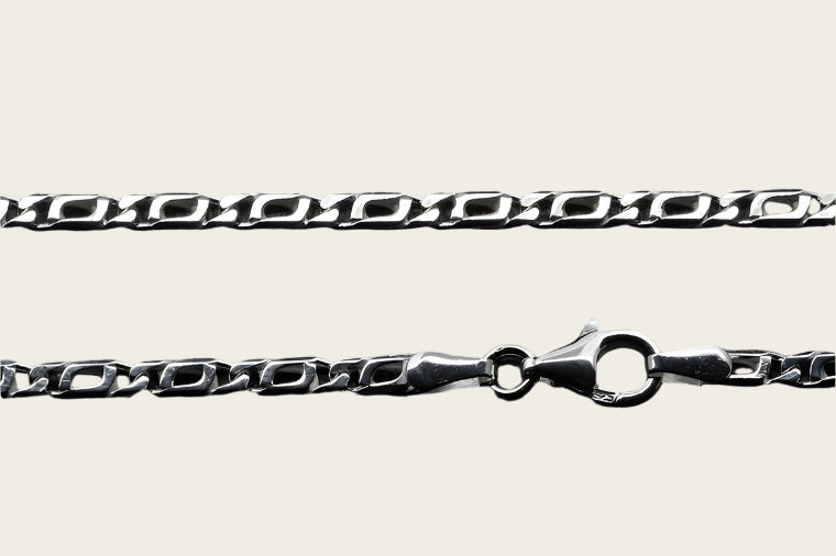 Silver Falcon Eye necklace 4. coarse - thickness 4.2 mm - 45/50/60 cm