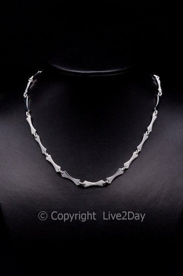 Zilveren halsketting Schakel mat/glans" - 42cm "