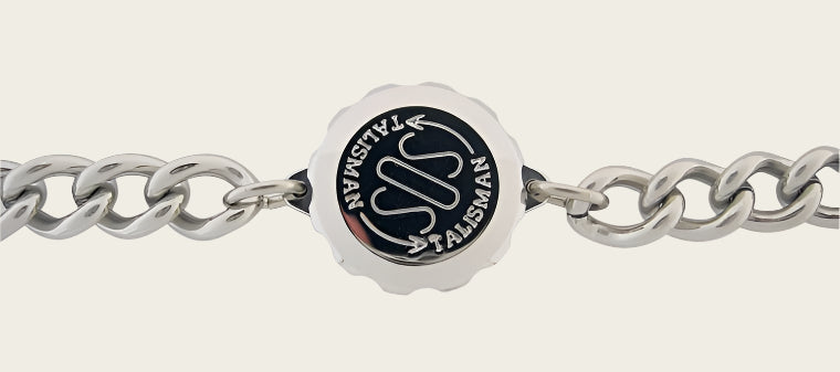Verchroomde SOS Talisman armband - breed - 21 cm