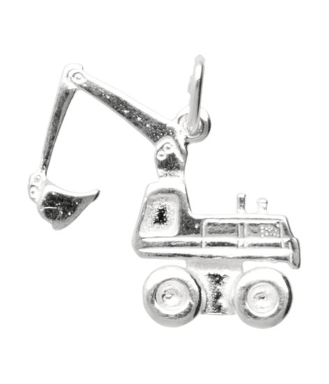 Silver Dragline Excavator Necklace Pendant